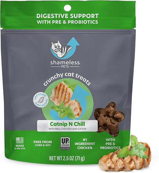 Shameless Pets Digestive Health Catnip Chicken Crunchy Cat Treats