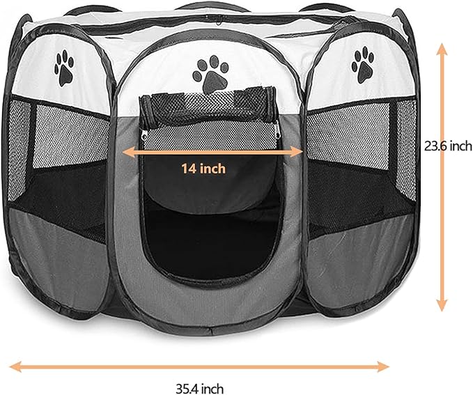 Pet Playpen, Foldable Dog Playpens, Portable Exercise Kennel Tent for Puppies/Dogs/Cats/Rabbits, Dog Play Tent with Removable Mesh Shade Cover for Travel Indoor Outdoor Using