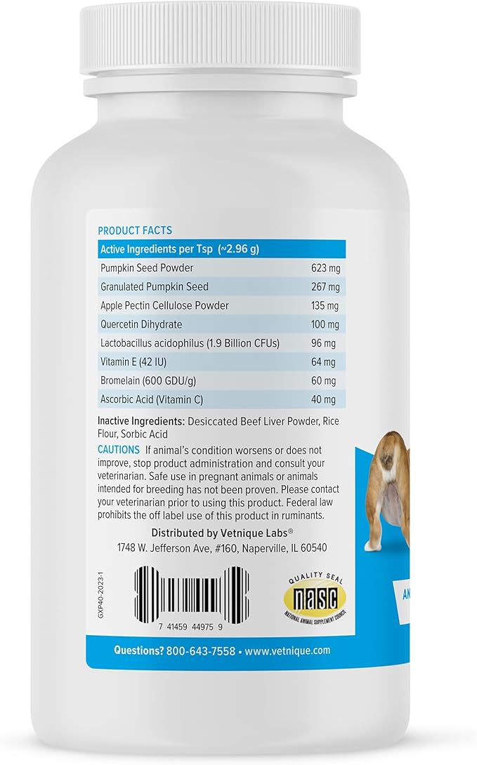 Glandex Dog Fiber Supplement Powder for Anal Glands with Pumpkin, Digestive Enzymes & Probiotics - Vet Recommended Healthy Bowels and Digestion - Boot The Scoot (Beef Liver, 4.0oz Powder)