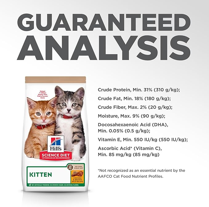 Hill's Science Diet Kitten, Kitten Premium Nutrition, Dry Cat Food, No Corn, Wheat, Soy Chicken & Brown Rice, 6 lb Bag