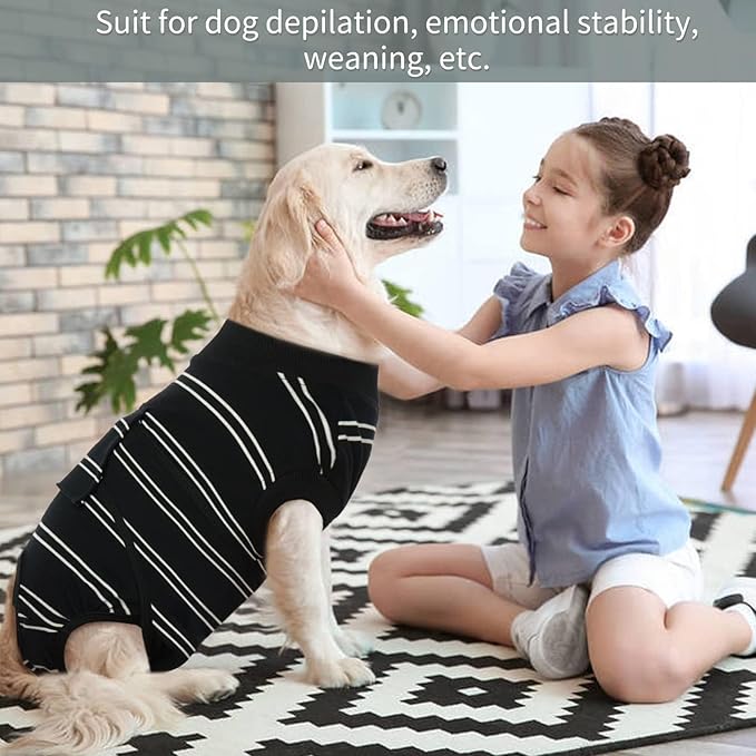 Kuoser Dog Recovery Suit, Soft Dog Onesie for Surgery Female Spay Dog Surgical Recovery Suit Male Neuter, Anti Licking Abdominal Dog Surgical Suit Pet Bodysuit Alternative to Cone of Shame, M
