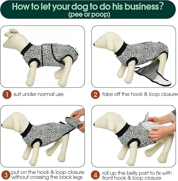 Kuoser Dog Surgery Recovery Suit, Recovery Suit for Female Male Dogs, Dog Onesie After Surgery Spay Neuter, Anti-Licking Pet Surgical Recovery Snugly Suit, Bodysuit for Abdominal Wounds Skin Disease