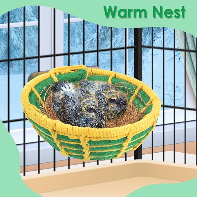 KATUMO Bird Nest, Conure Breeding Nest Parrot Bed with Natural Coconut Fiber Bedding for Budgie, Parakeet, Cockatiel, Conure, Lovebird, Canary, Finch, Small Birds