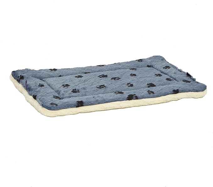 MidWest Homes for Pets Reversible Paw Print Pet Bed in Blue / White, Dog Bed Measures 28.5L x 19.5W x 3H for Medium Dogs, Machine Wash