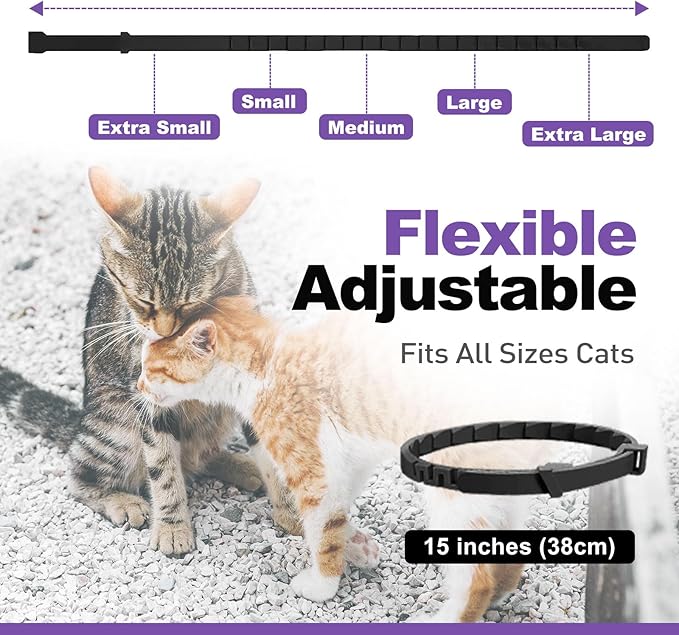 4 Pack Calming Collar for Cats, Cat Collars Efficient Relieve Reduce Anxiety Stress，Make Comfortable Relaxed，Pheromones Collar, Cat Calming Collar Kitten Supplies, Lasting 60 Days, Black