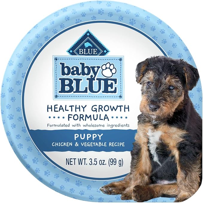 Blue Buffalo Baby BLUE Healthy Growth Formula Natural Puppy Wet Dog Food Cup, Chicken and Vegetable Recipe 3.5-oz Cups (Pack of 12)