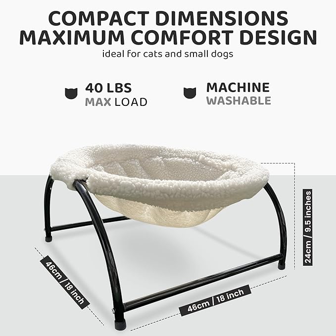 Elevated Cat Hammock Bed - Cozy Cat Hammocks for Large Cats, Versatile Cat Bed Hammock for Cats or Dogs, Extra Large Cat Hammock for Indoor Cats or Dogs, Raised Pet Hammock Cat Chair for Indoor Cats
