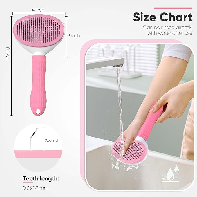 Cat Brush Self Cleaning Slicker Brush with Release Button, Dog Shedding Brush for Grooming, Cat Comb Pet Massage Tool Suitable for Long or Short Pet Hair Cleaner, Removes Tangles & Loose Fur