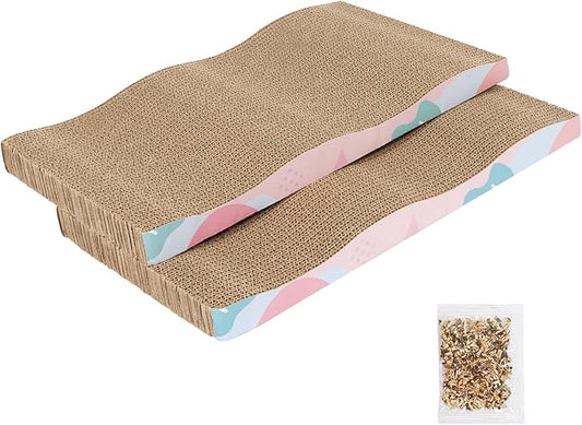 Cat Scratch Pad,2 pcs Large Cat Scratcher Cardboard with Premium Reversible Scratch Textures Design for Indoor Cat Use Wide Scratching Pad (2 PCS)
