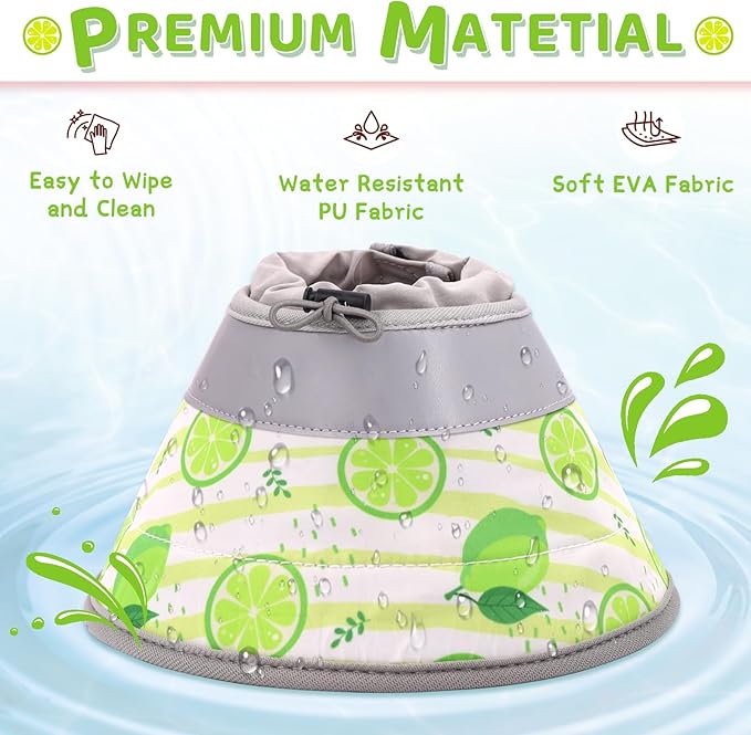 Cat Cone, Adjustable Cat Cone Collar Soft to Stop Licking, Foldable Cute Cat Cone Alternative, Water Resistant Neck Cone for Cats, Lightweight Cat Recovery E Collar for Cat Kitten（Green, M-01