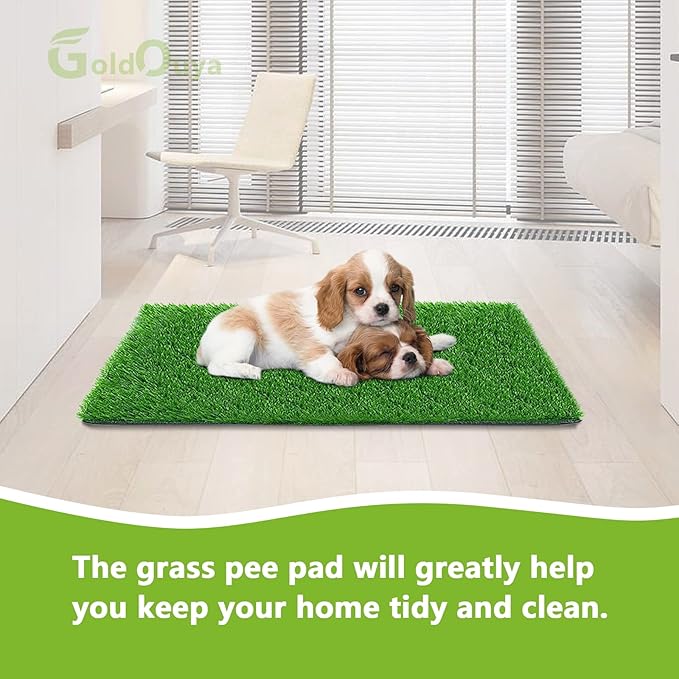 Dog Grass Pee Pad, 21.5 X 18.1Inch Artificial Grass for Dogs Reusable for Dog Potty Training, Dog Grass Pad with Drainage Holes for Indoor/Outdoor (2 Pack)