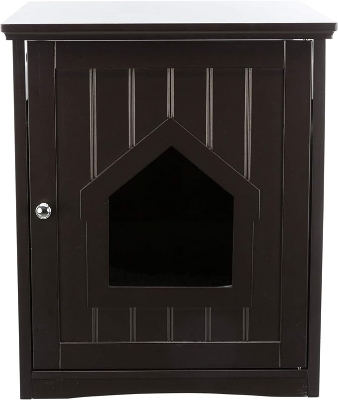 TRIXIE Furniture Style Litter Box Enclosure with Shelf, Indoor Pet Home, Espresso Brown