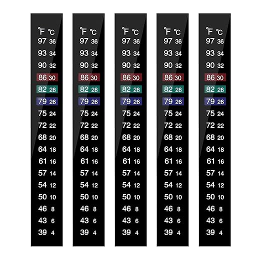 5pcs Brewing Aquarium Thermometer Strips, 39-97℉ Easy-to-Read Aquarium Thermometer Sticker Fish Tank Temperature Sticker Adhesive Stick on Thermometer Strip for Brewing Aquarium