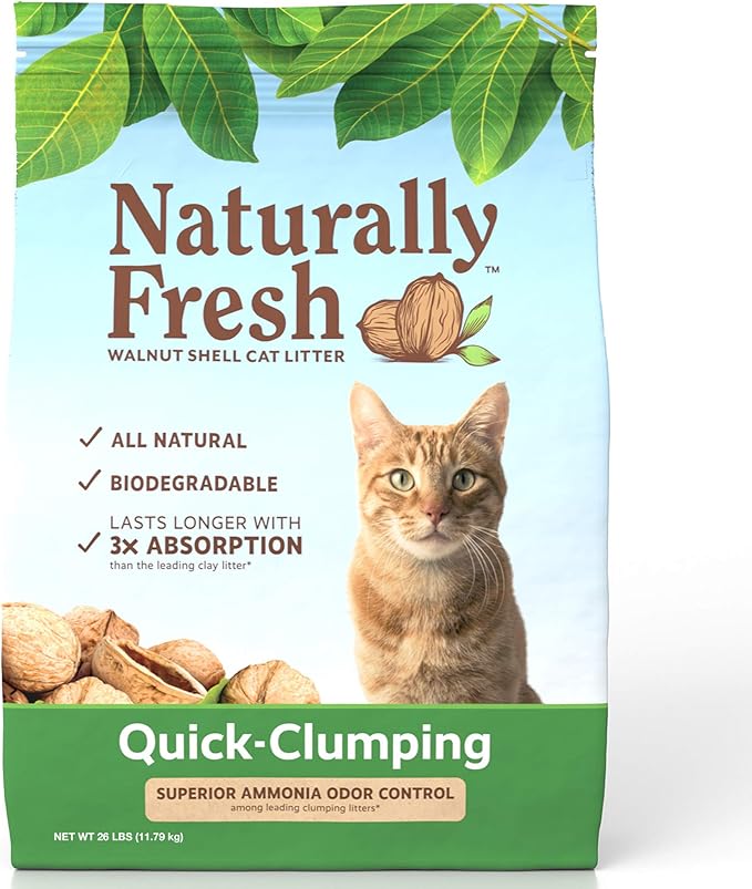 Naturally Fresh Cat Litter - Walnut-Based Quick-Clumping Kitty Litter, Unscented , 26 lb (23001)