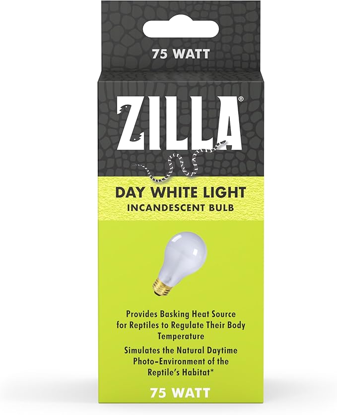 Zilla Reptile Terrarium Incandescent Heat Bulb, Day White, 75 Watts