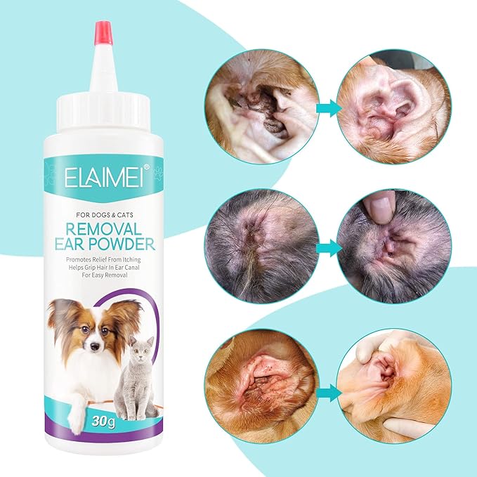 Dog Ear Cleaner - Removal Ear Powder for Pets,Dog Ear Infection Treatment,Supports Infection Prone Ears, Ear Odor in Pets (2PC Ear Powder)