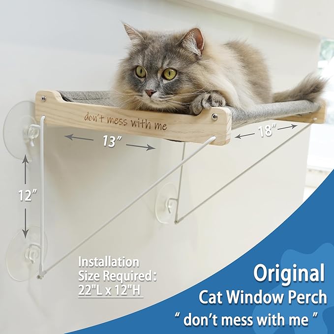 Cat Window Perch, Original Cat Hammock for Window, Foldable Cat Bed for Window Sill, Indoor Window Shelf Hammock Seat with Extra Suction Cups