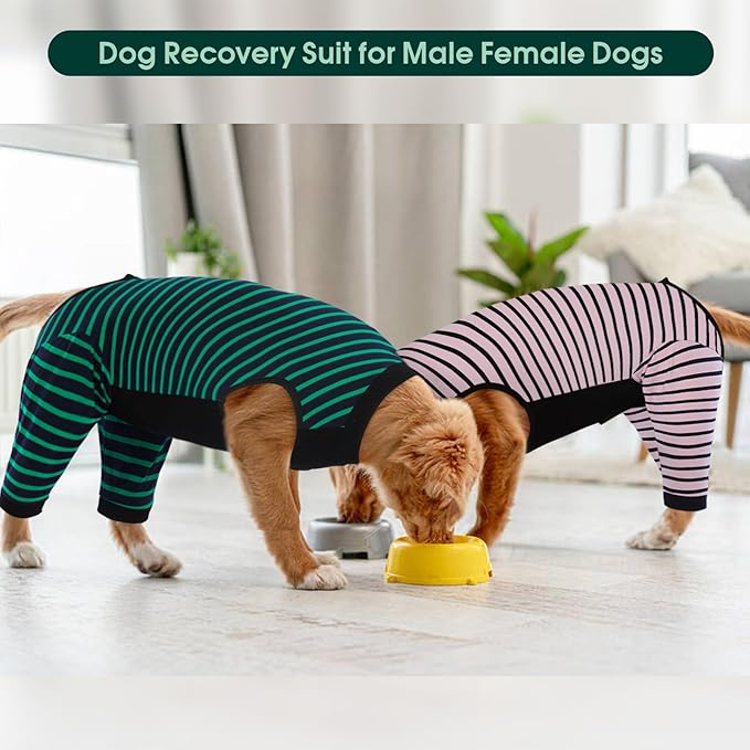 Kuoser Dog Recovery Suit, Anti Licking Dog Rear Leg Sleeve, Abdominal Dog Surgical Suit with Pants Cover Protect Wounds, Dog Elbow Protector Soft Dog Surgery Onesie Cone Alternative, Pink 2XL