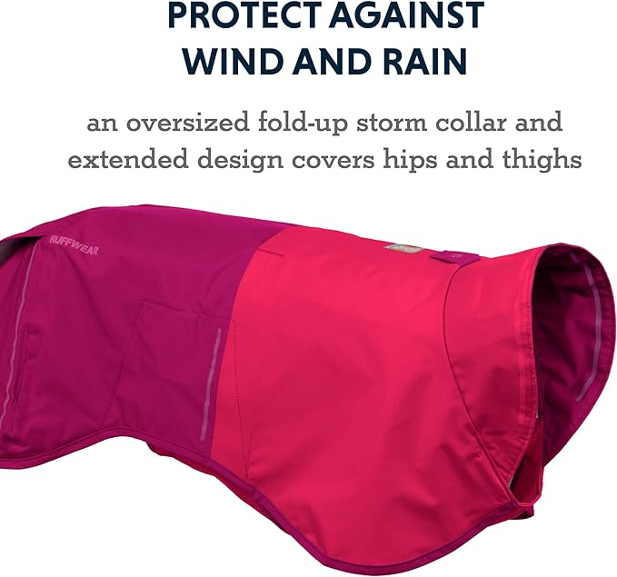 Ruffwear, Sun Shower Dog Raincoat, All-Weather Jacket, Waterproof, Windproof & Lightweight, Hibiscus Pink, Large