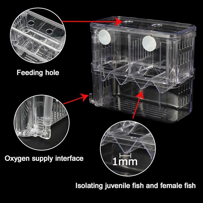 Senzeal Aquarium Fish Breeder Box Plastic Fish Isolation Breeding Box Hatching Incubator for Baby Fish Shrimp Clownfish Guppy