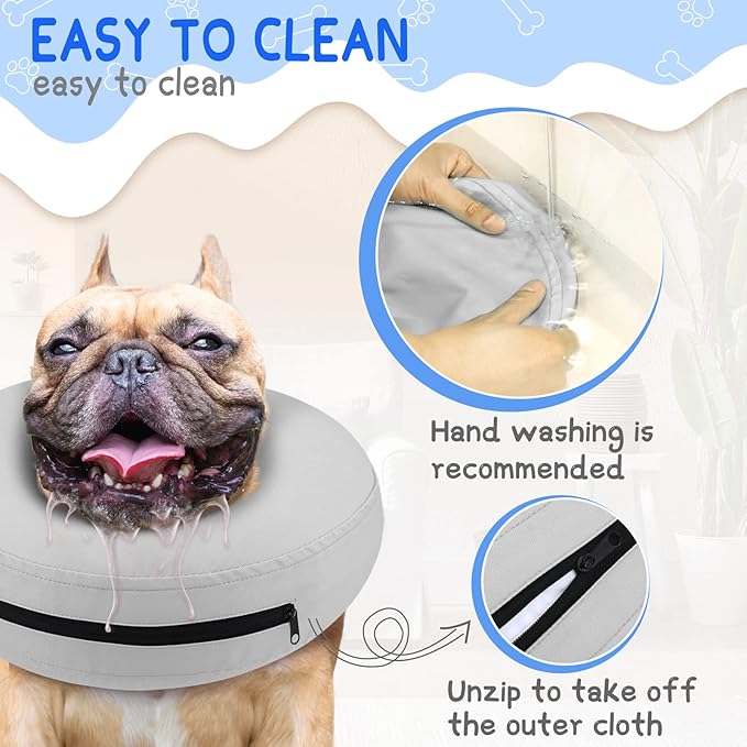 Supet Inflatable Dog Cone Collar Alternative After Surgery, Dog Neck Donut Collar Recovery E Collar to Stop Licking, Soft Dog Cone for Medium Large Dogs