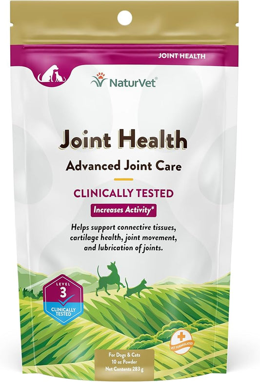 NaturVet Joint Health Level 3 Pet Supplement for Cats & Dogs – Helps Support Hip & Joint Function – Includes Hyaluronic Acid, Glucosamine, MSM, Chondroitin – 10 Oz. Powder