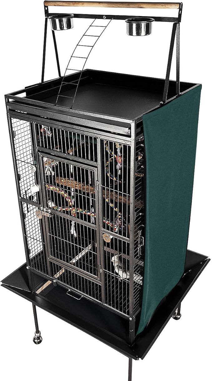 Good Night Bird Cage Cover for Large Bird Cage with Play Top (Patent Pending), Green 68"