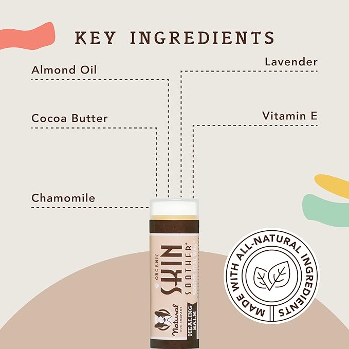 Natural Dog Company Skin Soother, Travel Stick, 0.15 oz., Allergy and Itch Relief for Dogs, Dog Moisturizer for Dry Skin, Dog Lotion, Ultimate Healing Balm, Dog Rash Cream