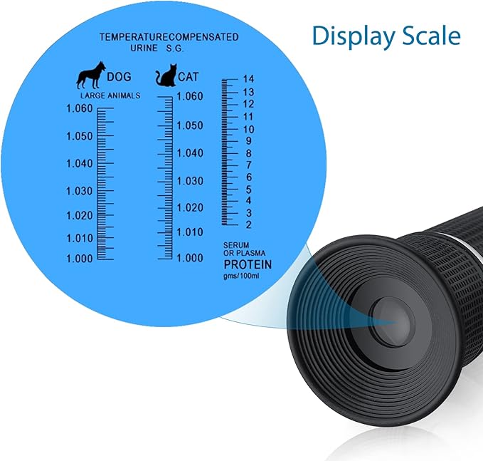 AUTOUTLET Refractometer 3-in-1 Animal Clinical Refractometer with ATC Function Measuring Animal's Urine Specific Gravity and Serum Protein for Veterinary and Pet Owner