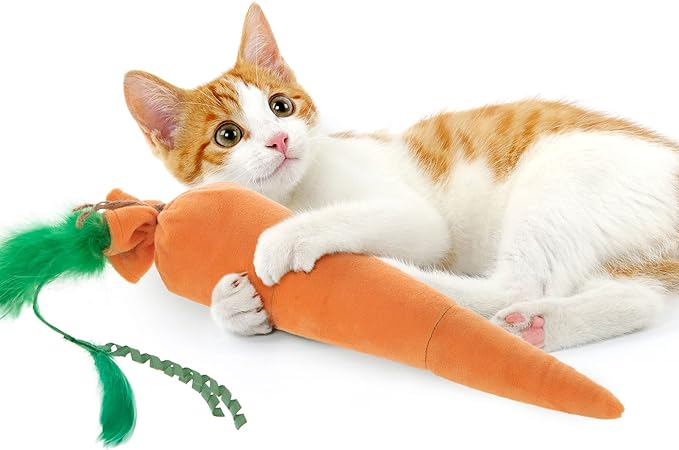 SmartyKat Kolossal Karrot Crinkle Kicker Catnip Cat Toy - Orange, Jumbo