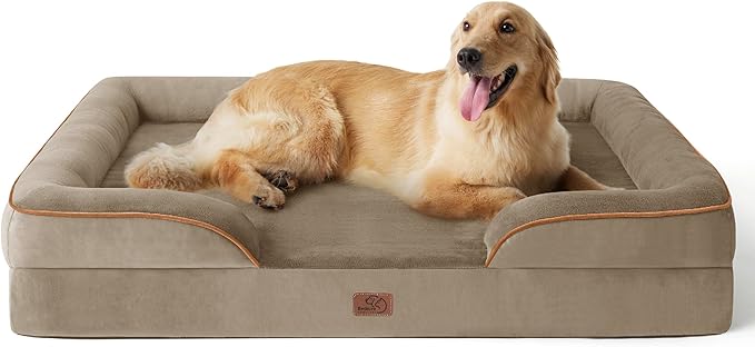 Bedsure Orthopedic Dog Bed for Extra Large Dogs - XL Plus Waterproof Dog Sofa Beds, Supportive Foam Pet Couch Bed with Removable Washable Cover, Waterproof Lining and Nonskid Bottom, Hazel