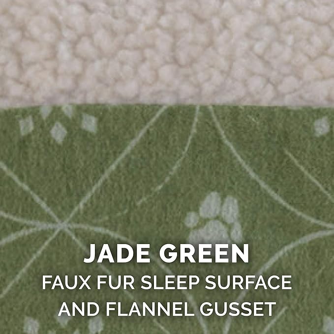 Furhaven Memory Foam Dog Bed for Small Dogs w/ Removable Washable Cover, For Dogs Up to 20 lbs - Sherpa & Flannel Paw Print Deluxe Mattress - Jade Green, Small
