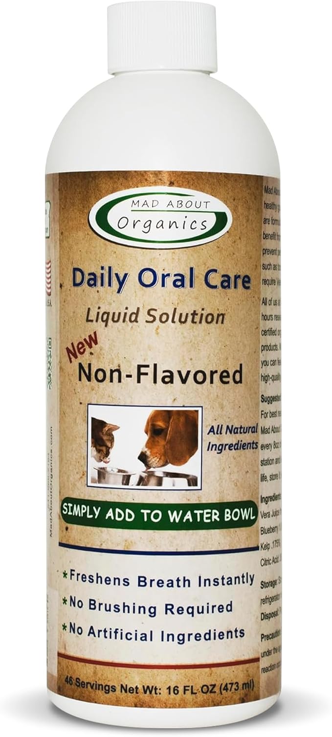 Dog and Cat Dental Water Additive 16oz Non Flavored Formula - Cat and Dog Breath Freshener, All Natural Pet Supplies Hard Plaque Remover, Dog Teeth Cleaning Water Drop Solutions