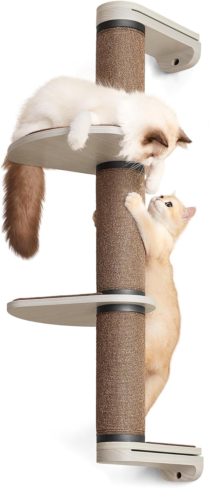 Feandrea Clickat Collection - No.006 Cat Tree Scratching Post, 39.7-Inch Tall Thicker Wall Mounted Cat Scratcher Posts, 2 Cats Perch Platform, Easy Assembly, Suit for Multi Cats Climb Play Nap Scratch