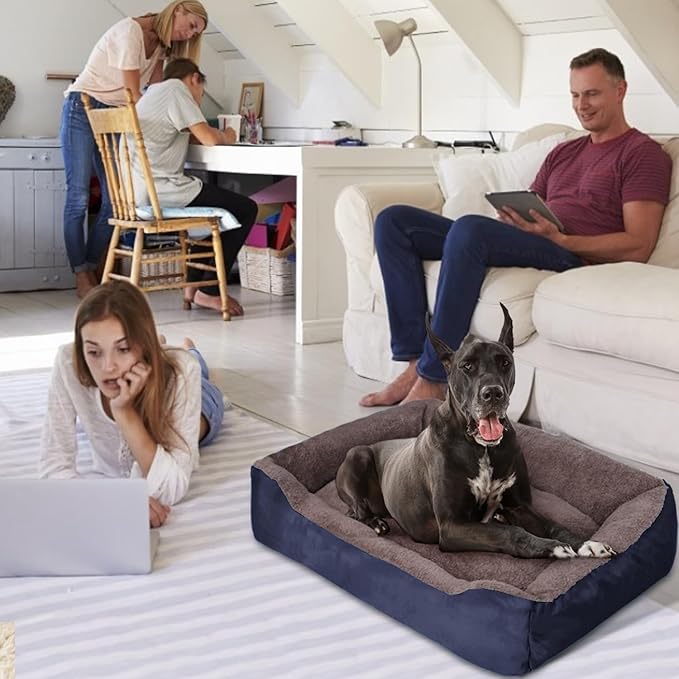 PUPPBUDD Dog Beds for Extra Large Dogs, Rectangle Washable Dog Bed Comfortable and Breathable Pet Sofa Warming Orthopedic Dog Bed for Jumbo Dogs