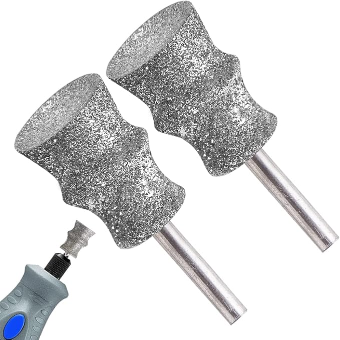 Diamond Dremel Dog Nail Grinder Bits for Rotary Tool-1/8'' Dremel Dog Nail Grinder Attachment-Pet Nail Grinder Bit Work for Animals Nail Care 2-Pack (Large B)