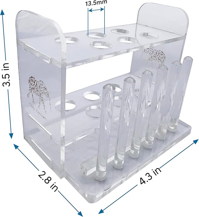 Aquarium Test Tube Holder, Handmade Rack, w/6 Slots and 6 Drying Poles for API and TC Glass Test Tubes
