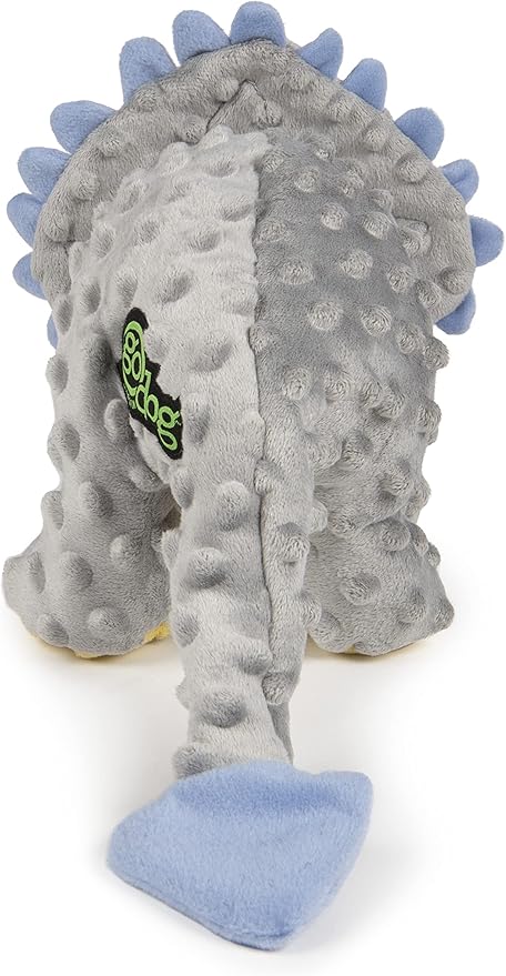 goDog Dinos Frills Squeaky Plush Dog Toy, Chew Guard Technology - Gray, Large