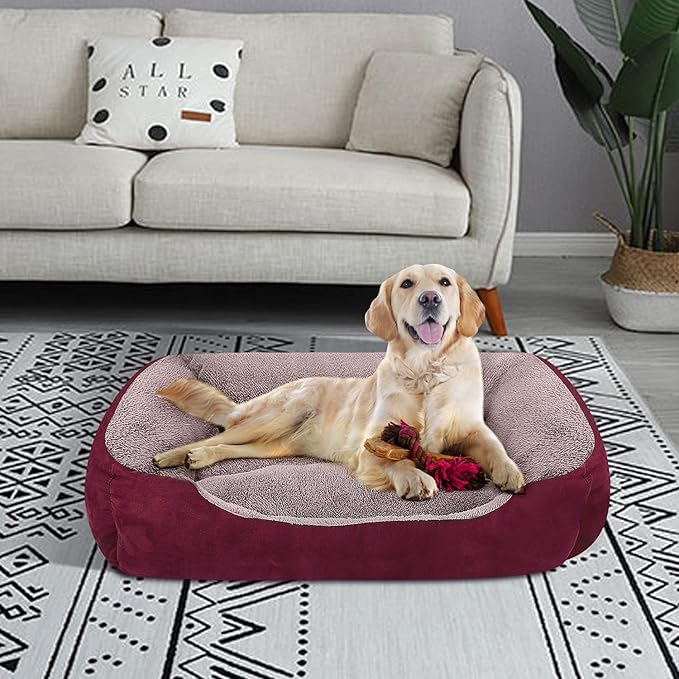 PUPPBUDD Dog Beds for Medium Dogs, Washable Dog Bed Comfortable and Breathable Pet Bed Rectangle Warming Dog Bed for Medium Dogs