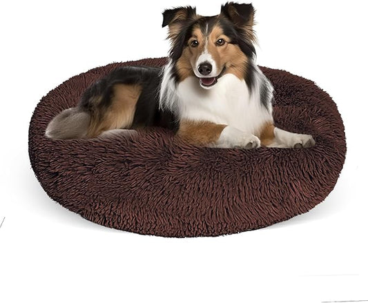 Dog Bed for Small Medium Large Dogs,27 Inch Calming Dogs Bed Machine Washable, Fluffy Round Pet Bed Non-Slip, Calming Soft Plush Donut Cuddler Cushion Self Warming for Puppy and Kitten