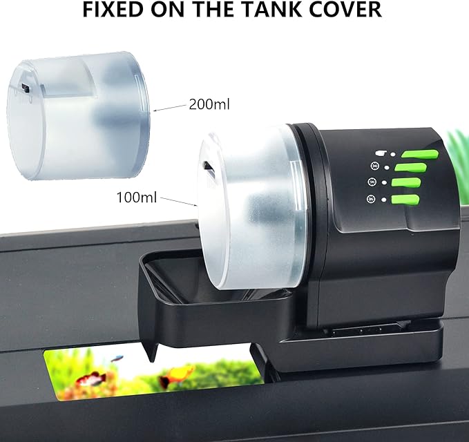 Automatic Fish Feeder Food Dispenser Vacation Fish Feeder Powered by Battery and USB for Fish Tank Aquarium and Turtle Tank