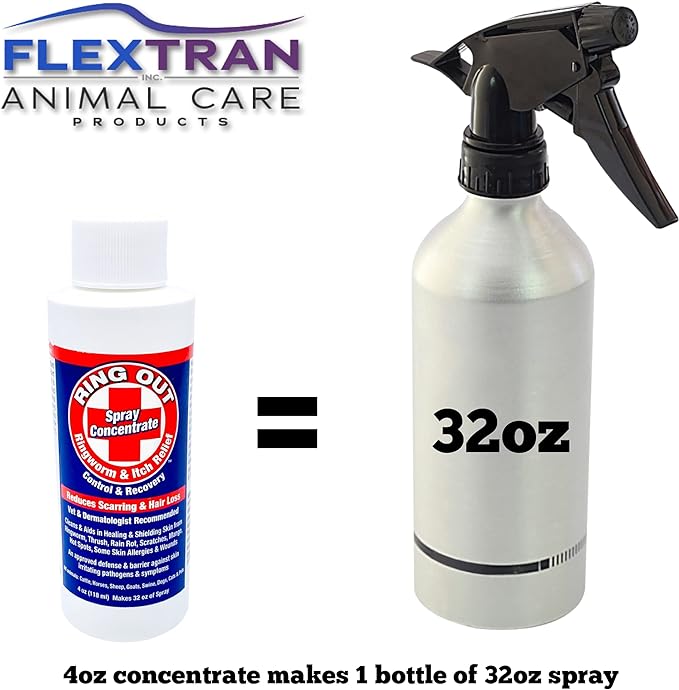 Ring Out - Control and Help Ringworm for Cats, Dogs, Sheep, Goats, Cattle, Horses, all Pets and Livestock makes 32 oz. of Spray