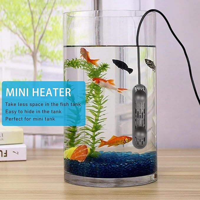 YukiHalu Small Aquarium Heater 25/50/100/150W with Protective Cover, Mini Fish Tank Heater, External Controller, Temperature Adjustable, Digital Display, Used for 5/10/20/30 Gallons (150W-30Gallon)