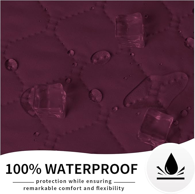 Easy-Going 100% Waterproof Dog Bed Cover Reversible Leak Proof Couch Cover Washable Sofa Cover Furniture Protector Blanket for Pets Kids Children Dog Cat (82x86 Inch, Wine/Beige)