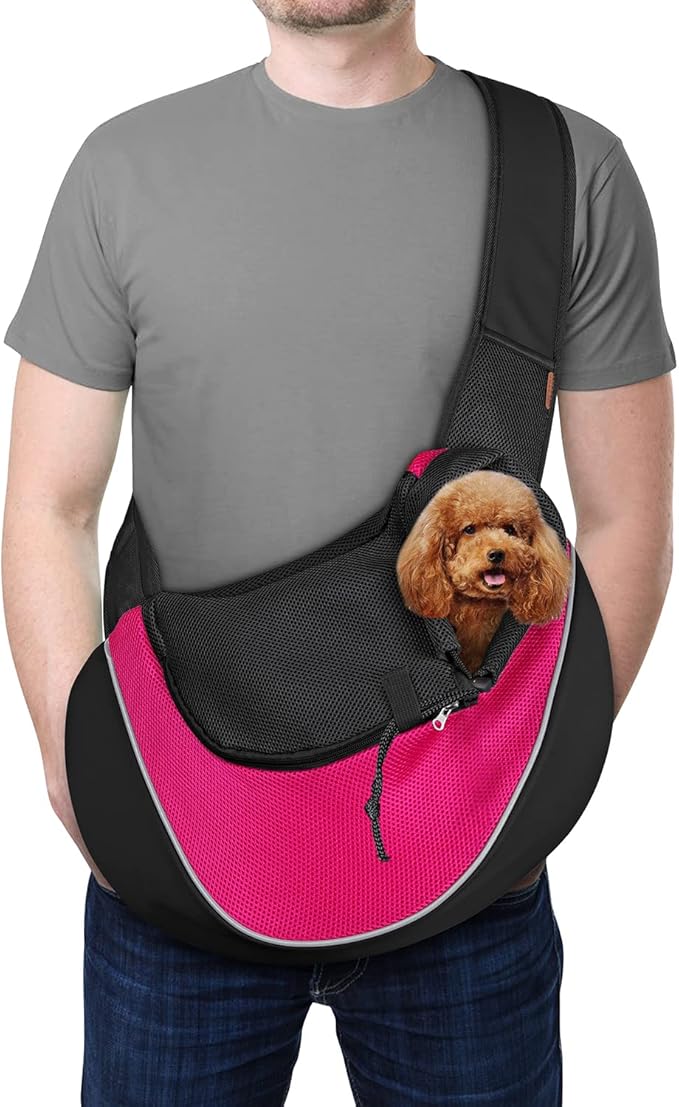 YUDODO Pet Dog Sling Carrier Breathable Mesh Travel Safe Sling Bag Carrier for Dogs Cats