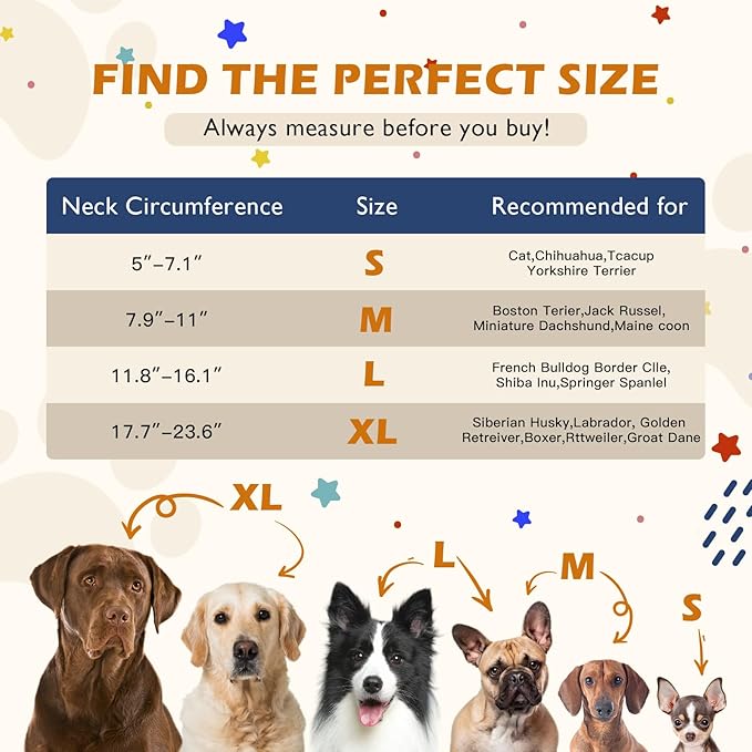IEUUMLER Inflatable Recovery Dog Collar, Protective Donut Cone, Adjustable Soft Collar for Dog and Cat After Surgery Prevent from Biting & Scratching EU002 (L (Neck:11.8"-16.1"), Orange Lion)