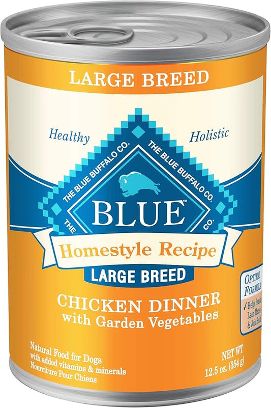 Blue Buffalo Homestyle Recipe Adult Wet Dog Food, Made with Natural Ingredients, Chicken Dinner With Garden Vegetables, 12.5-oz. Can (Pack of 12)