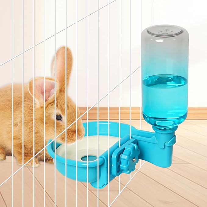 16oz Pet Water Bottle, Gravity Dog Water Bowl Dispenser for Cage, Anti-Overflow Water Dispenser for Small Dogs, Cats, Rabbits and Other Small Animals, BPA Free, Gradient Blue