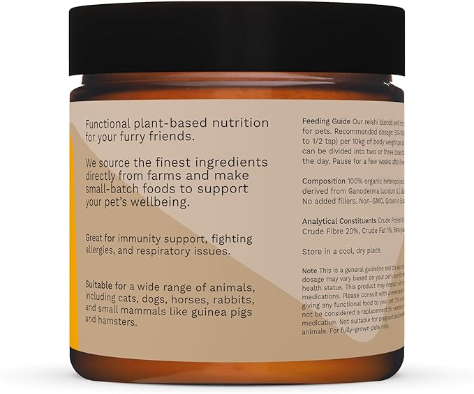 Boosie Organic Adaptogenic Powder for Dogs and Cats - Supports Immune System, Liver and Vitality - Reishi Mushroom - 100% Natural Without Additives or Preservatives - Pet Nutrition