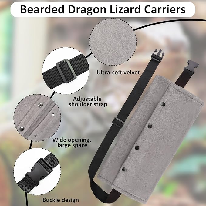 Bearded Dragon Sling Carriers and Leash Harness,Adjustable Harness with Leather Wings and Sling Bag, Reptile Small Pet Backpack Batwing Accessories,Bearded Dragon Tanks Decor for Outdoor